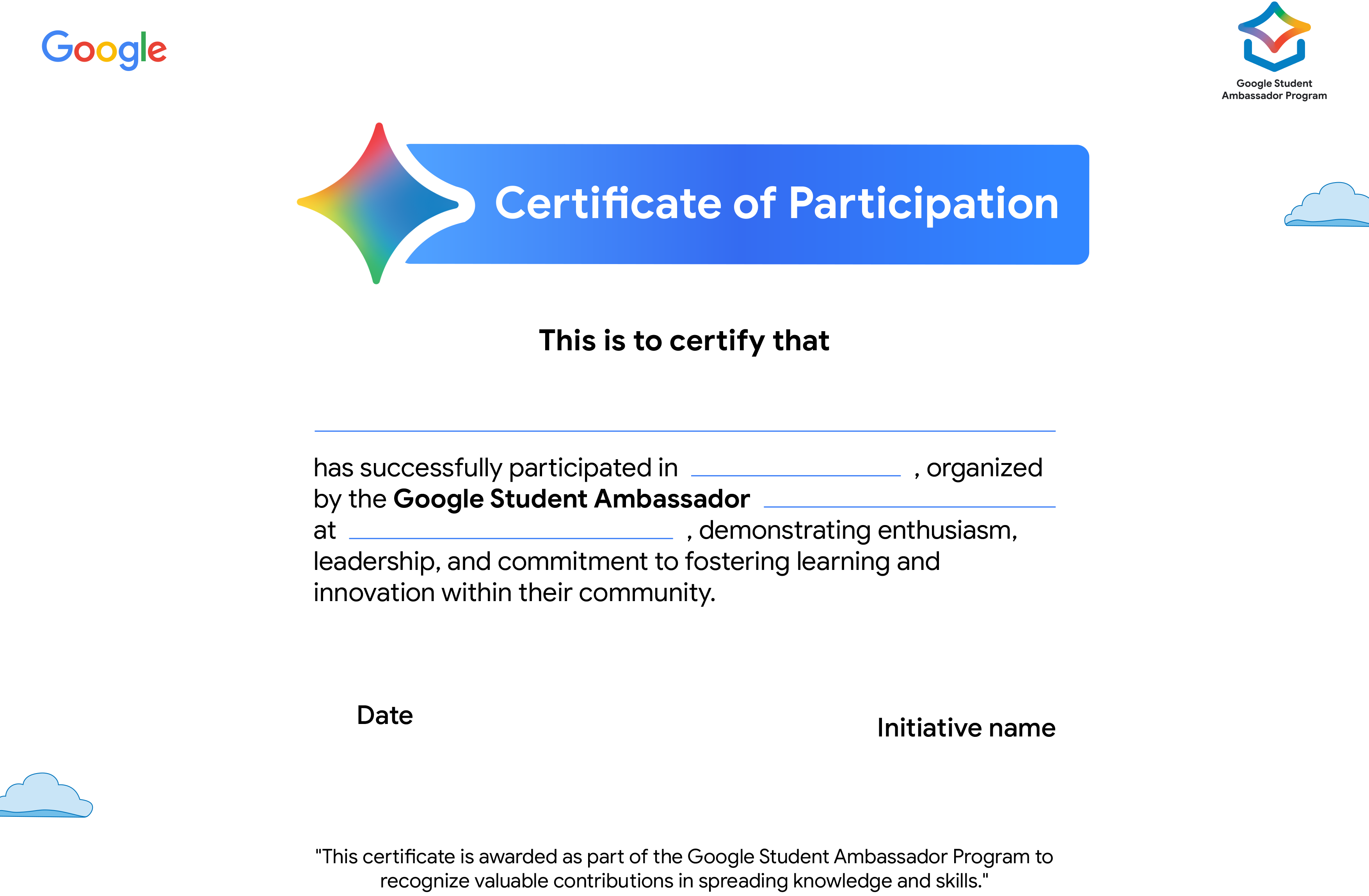 Google Certificate Template